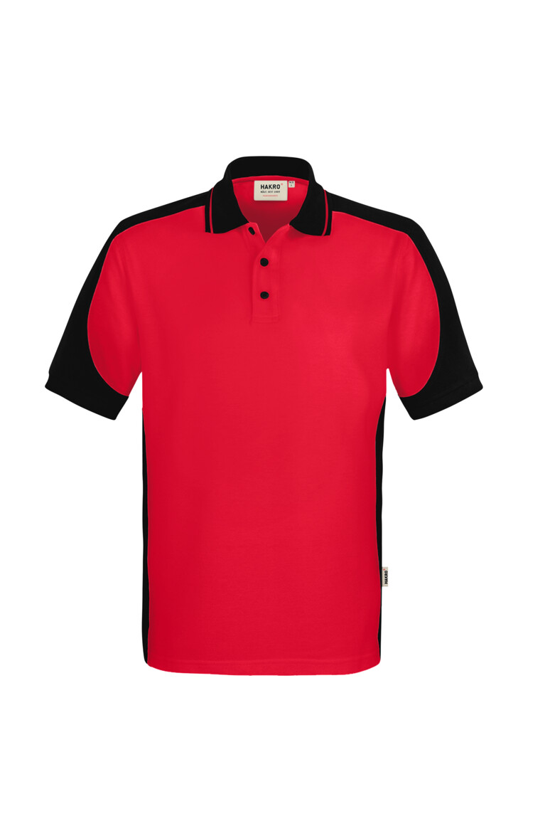 HAKRO 539 Poloshirt Contrast MIKRALINAR® ECO in Rot/Schwarz, Größe 6XL