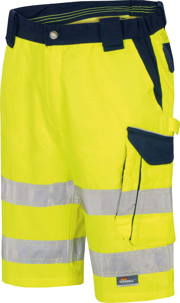 Warnschutz-Kontrast-Short leuchtgelb-marine in Gr. 68 von Vizwell