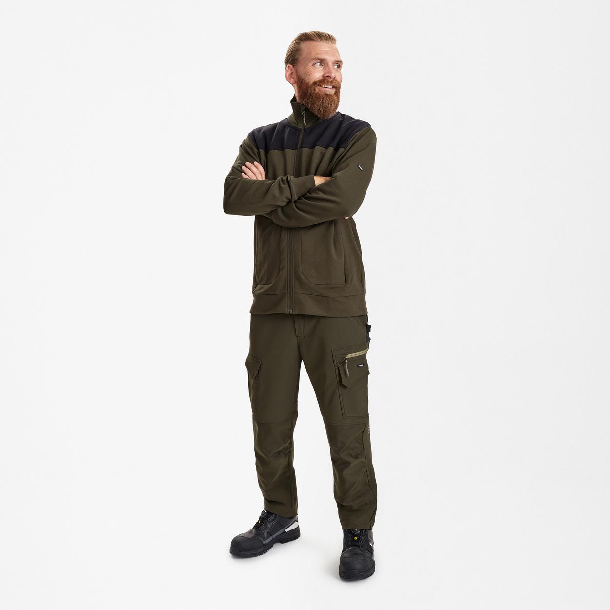 ENGEL Entire Sweatcardigan mit Kragen in Forest Green/Schwarz, Größe XS