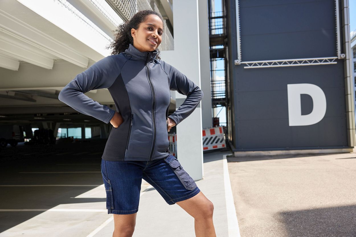 Ladies' Stretchfleece Jacket "JN1859" in White/Carbon, Größe 3XL - Daiber