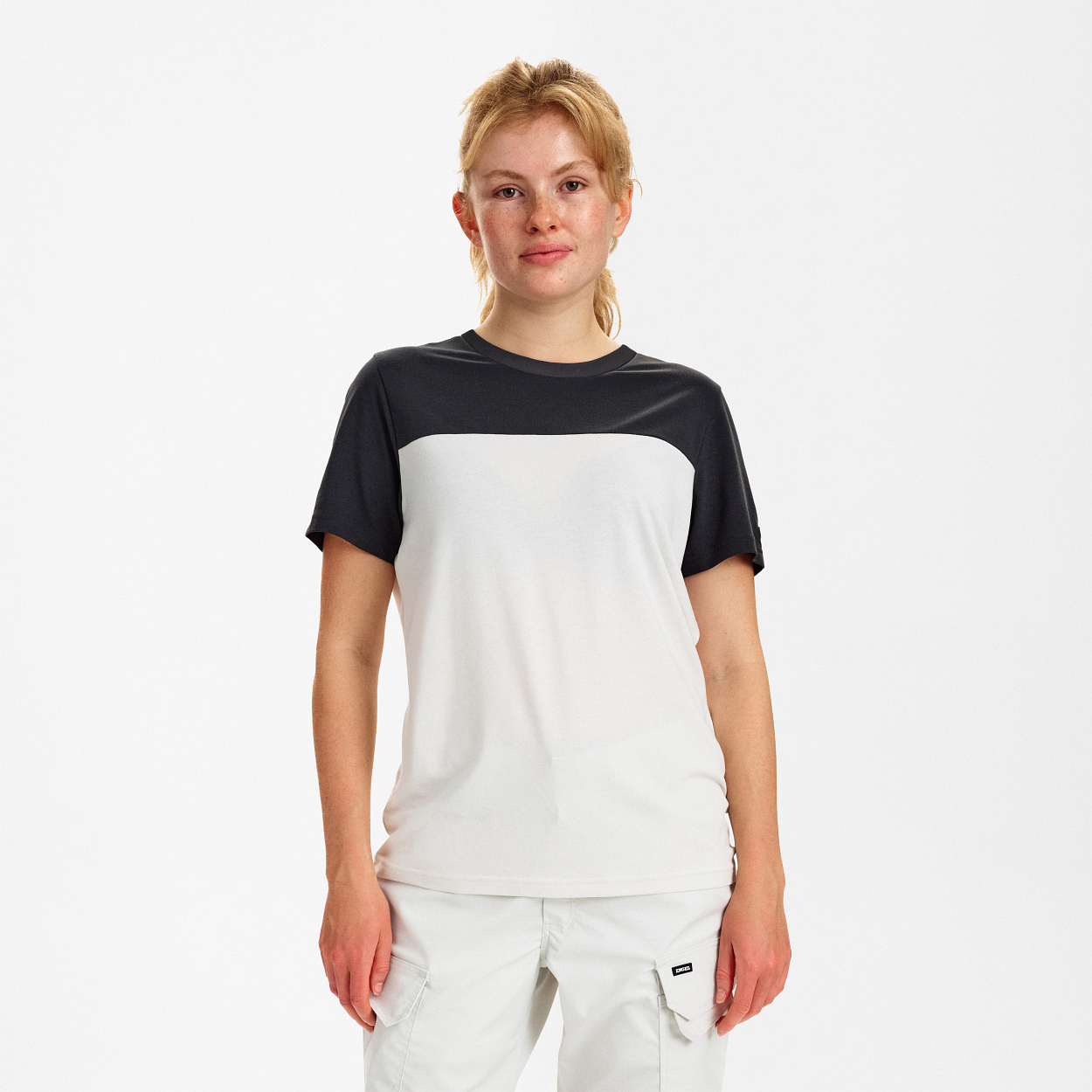 ENGEL Entire Damen T-Shirt in Bone White / Anthracite Grey, Größe XS