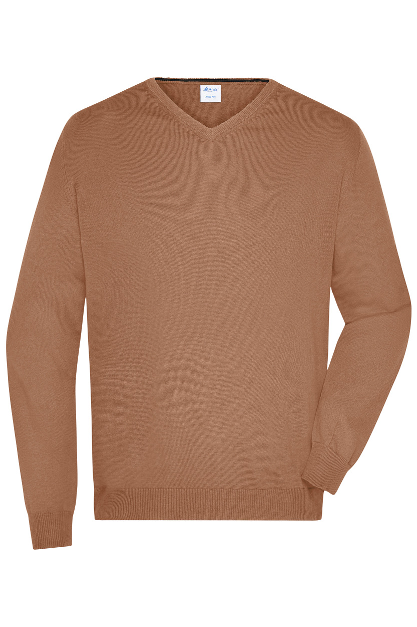 Men's V-Neck Pullover "JN659" in Camel, Größe 3XL - Daiber