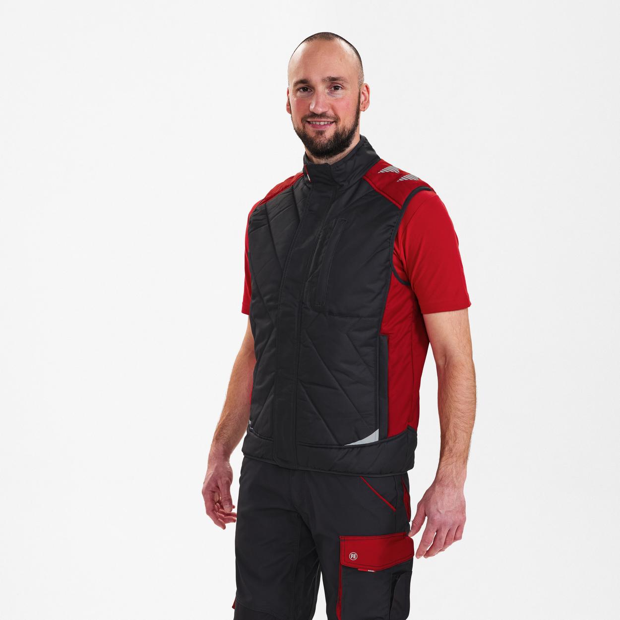 ENGEL Galaxy Stepp-Winterweste in Anthrazit Grau/Tomato Red, Größe XS