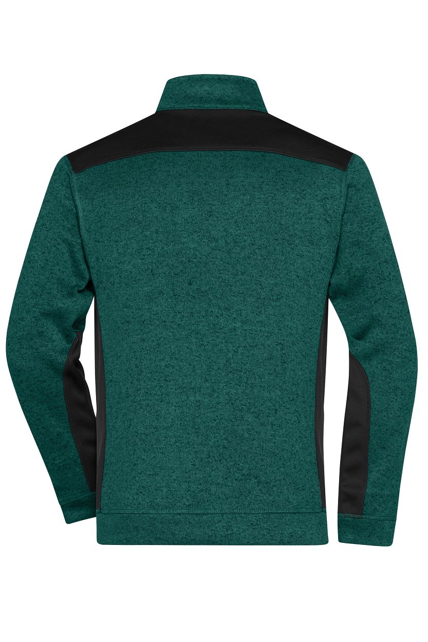 Men's Knitted Workwear Fleece Half-Zip - STRONG - "JN864" in Dark-Green-Melange/Black, Größe 6XL - Daiber