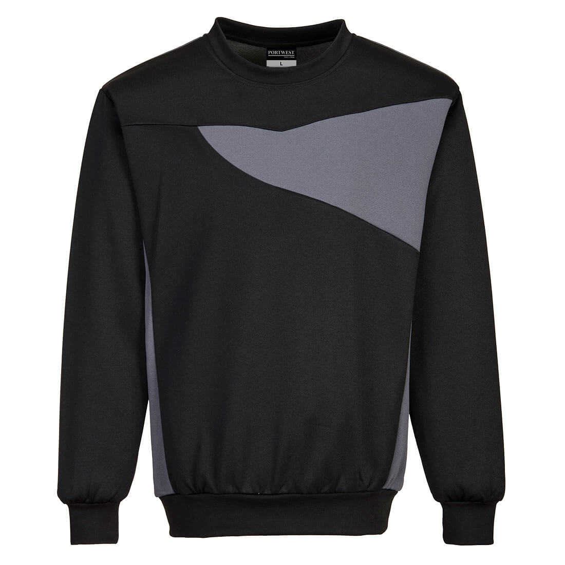 PW2 RUNDHALSSWEATSHIRT PW273 in Schwarz / Zoom Grau, Größe M von Portwest