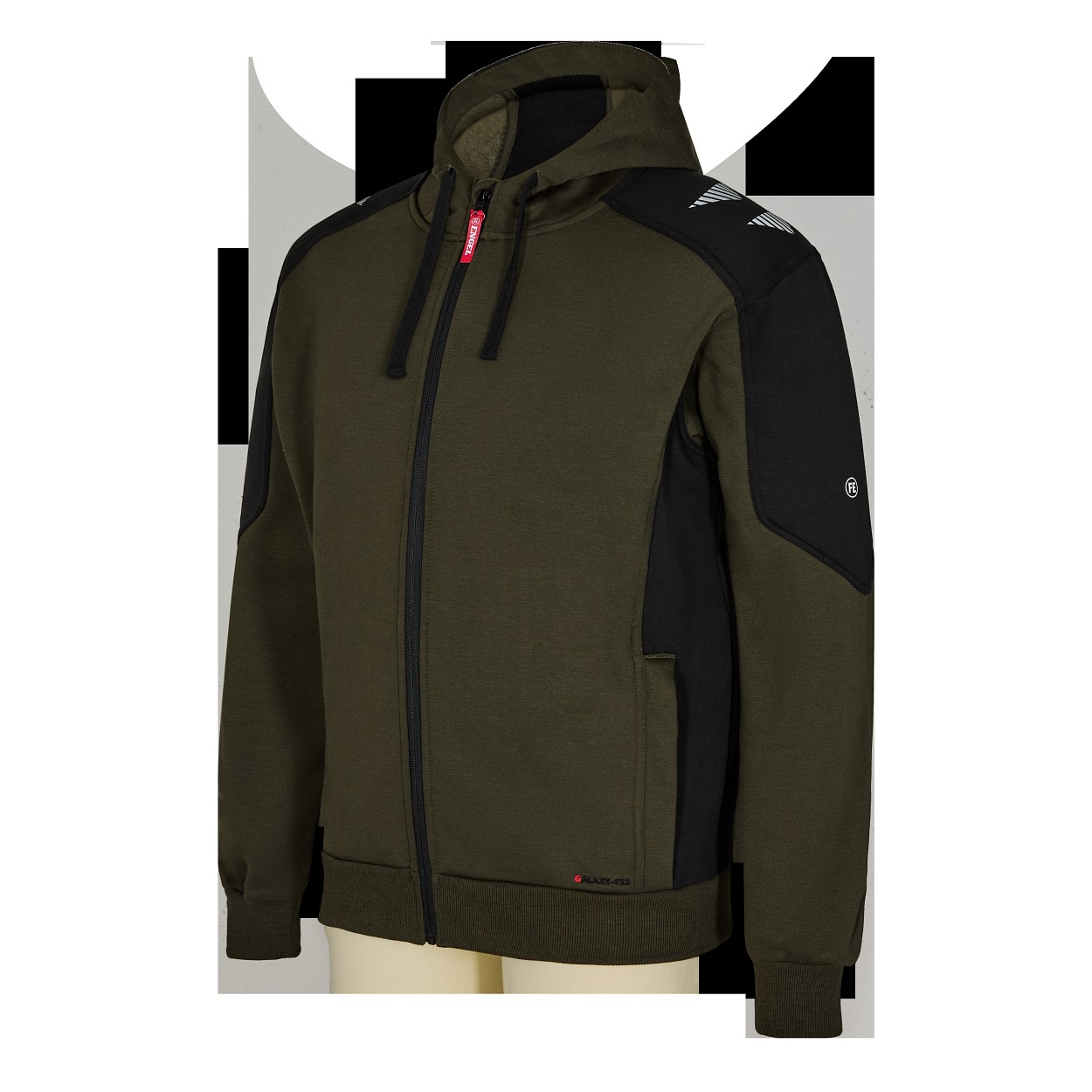 ENGEL Galaxy Sweatcardigan mit Kapuze in Forest Green/Schwarz, Größe 2XL