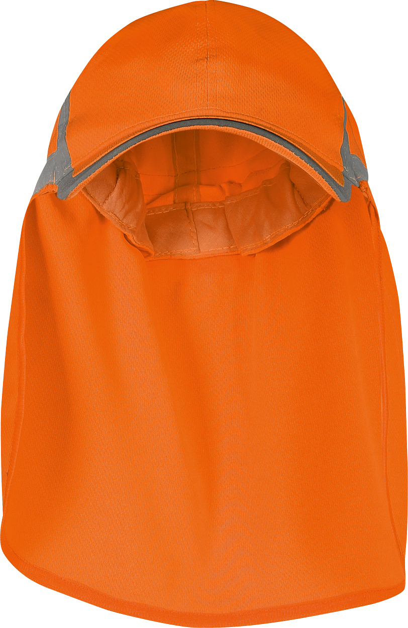 Warnschutz-Kappe mit Nackenschutz & UV-50 in leuchtorange von Vizwell