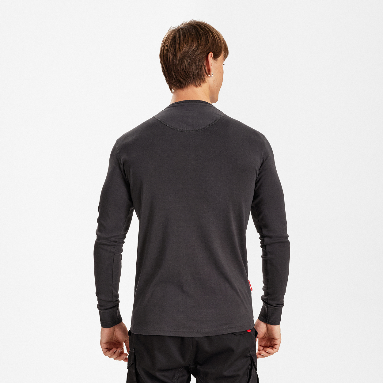 ENGEL Extend Grandad langarm-Shirt in Anthrazit Grau, Größe XS