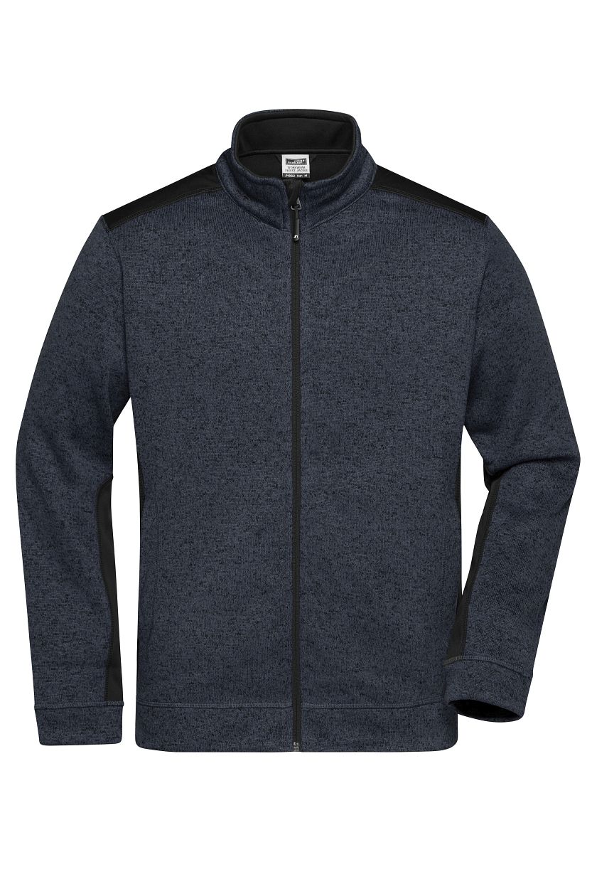 Men's Knitted Workwear Fleece Jacket - STRONG - "JN862" in Carbon-Melange/Black, Größe 6XL - Daiber