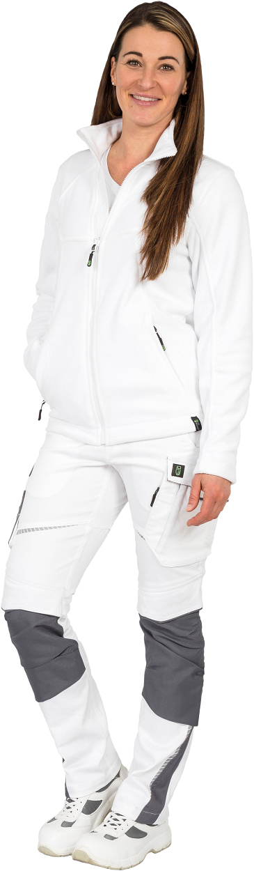 Polar-Fleecejacke Unisex CAFLJ, Gr. 3XL von Leibwächter Damen-Bundhose Flex Line Weiß/Grau FLXDH, Gr. 52 von Leibwächter