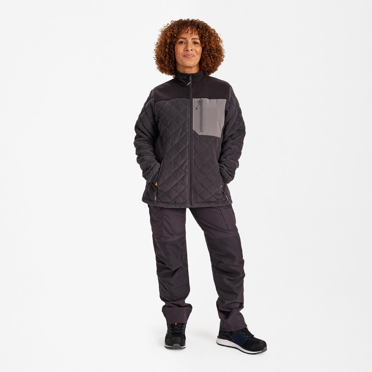 ENGEL Entire Damen Gestepptes-Fleecejacke in Anthrazitgrau/Schwarz, Größe XS