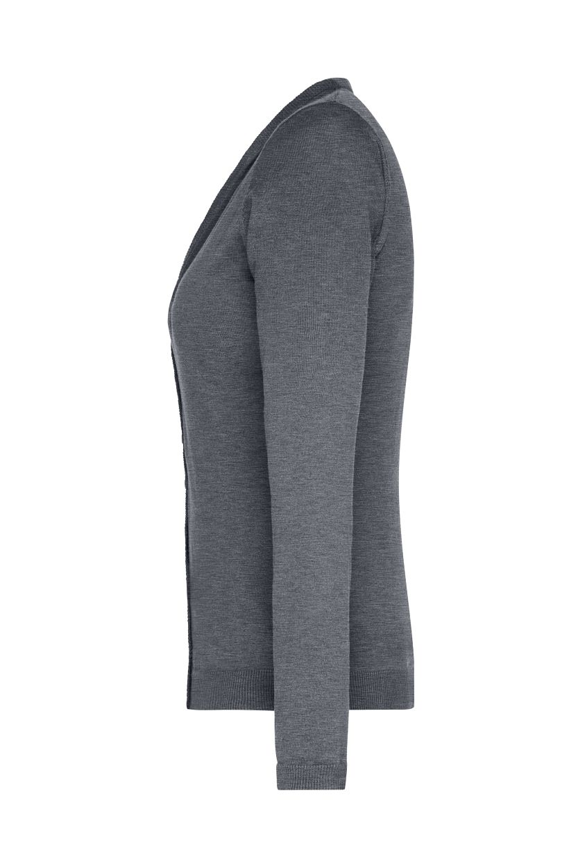 Ladies' V-Neck Cardigan "JN660" in Grey-Heather, Größe 2XL - Daiber