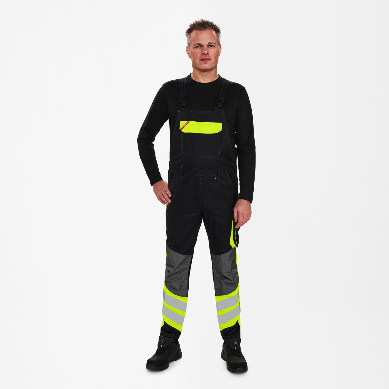 ENGEL Cargo Latzhose in Schwarz/Gelb, Größe 106