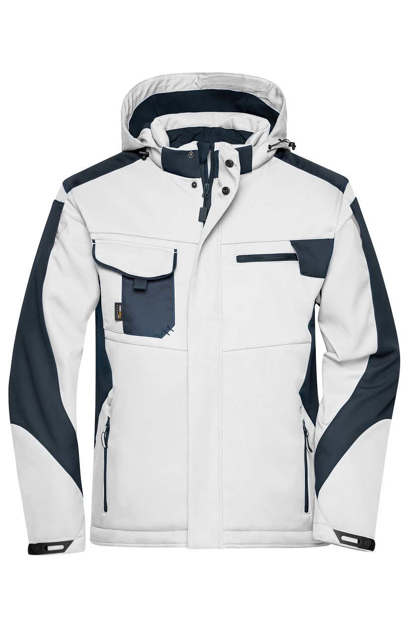 Craftsmen Softshell Jacket - STRONG - "JN824" in White/Carbon, Größe 6XL - Daiber