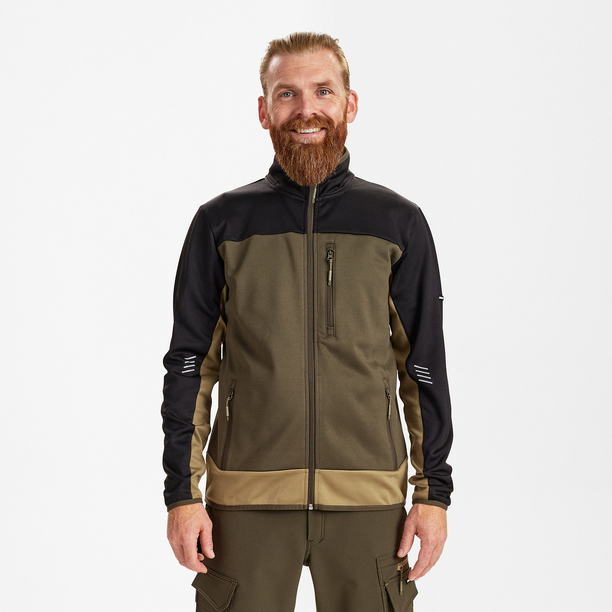 ENGEL Entire Midlayer-Cardigan in Forest Green/Schwarz, Größe XS