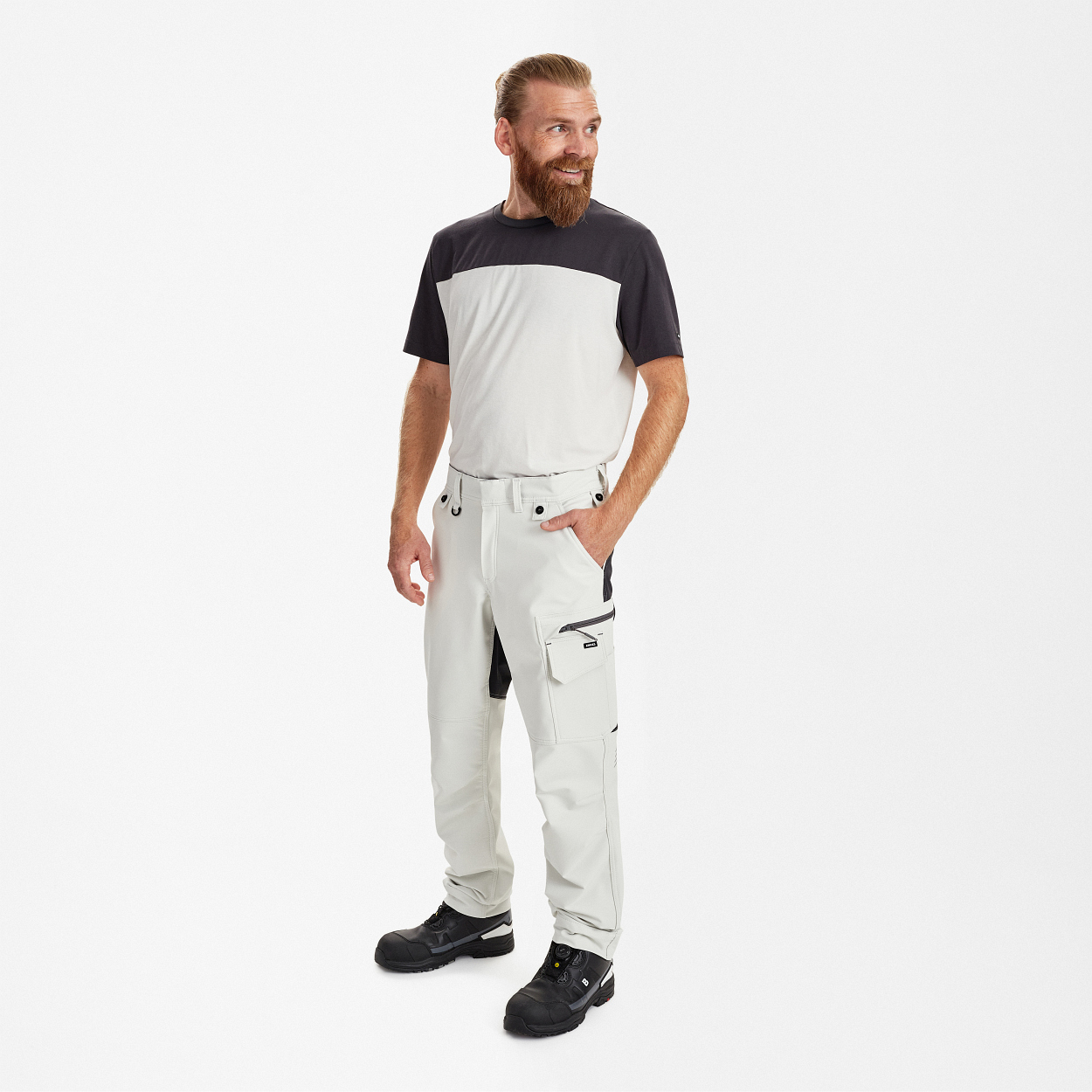 ENGEL Entire Servicehose mit 4-Wege Stretch in Bone White / Anthracite Grey, Größe 26