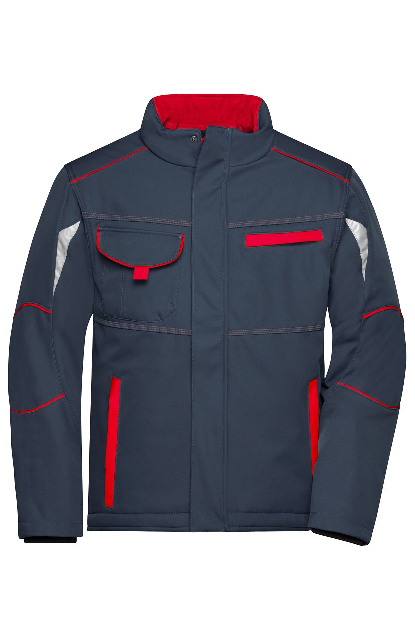 Workwear Softshell Padded Jacket - COLOR - "JN853" in Carbon/Red, Größe 6XL - Daiber