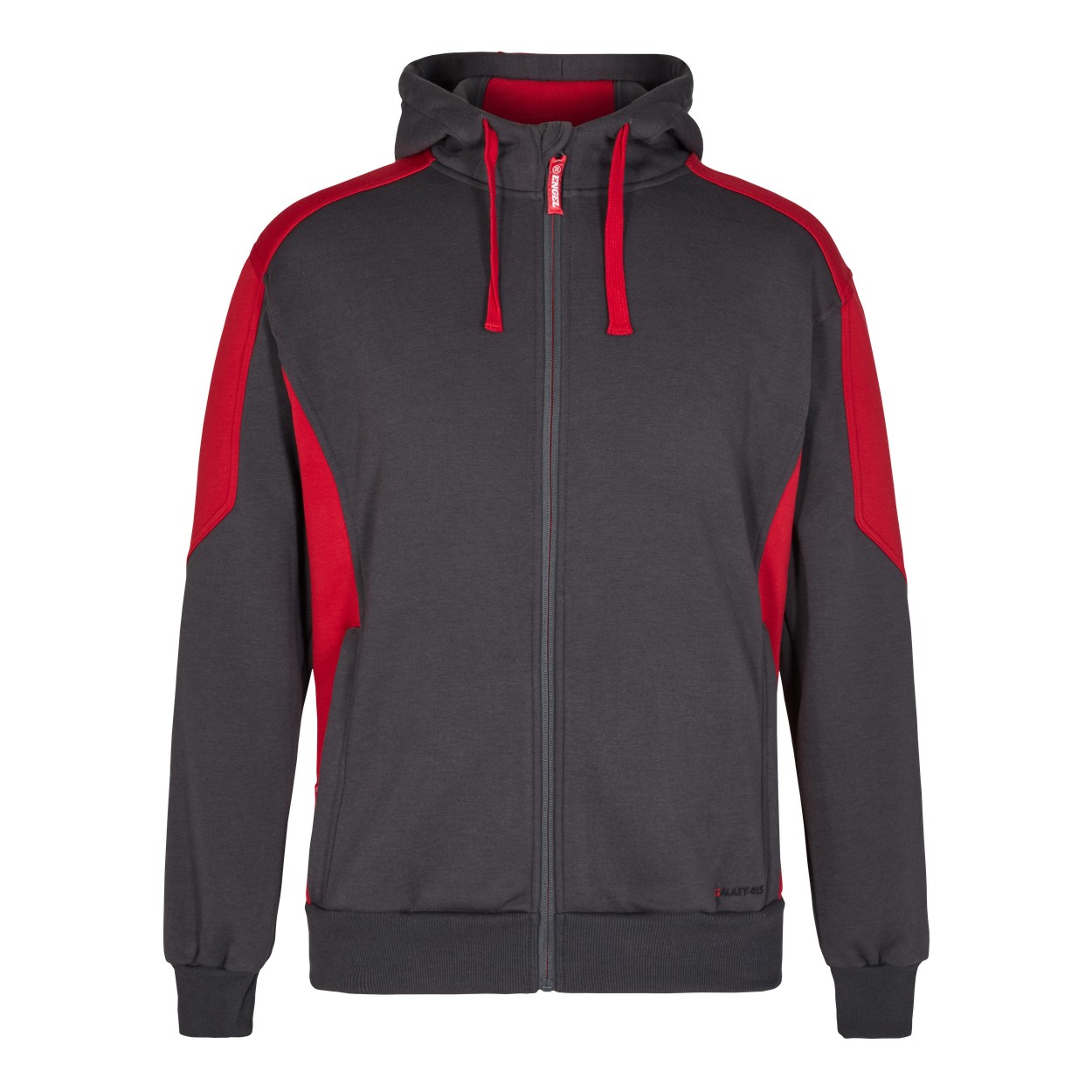 ENGEL Galaxy Sweatcardigan mit Kapuze in Anthrazit Grau/Tomato Red, Größe XS
