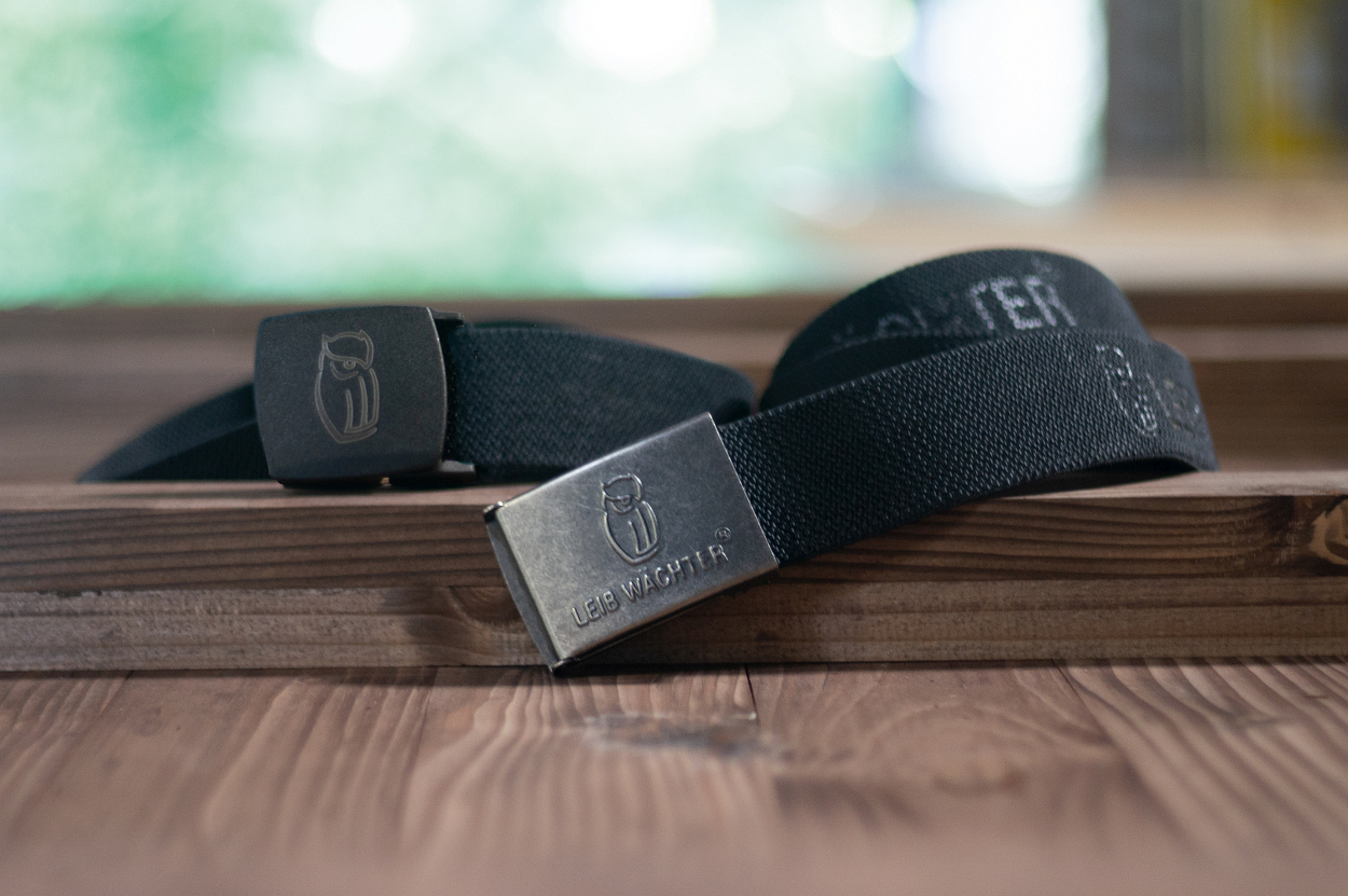 Stretchbandgürtel Schwarz mit Metallkoppel FLEXG70 Länge 90 cm von Leibwächter