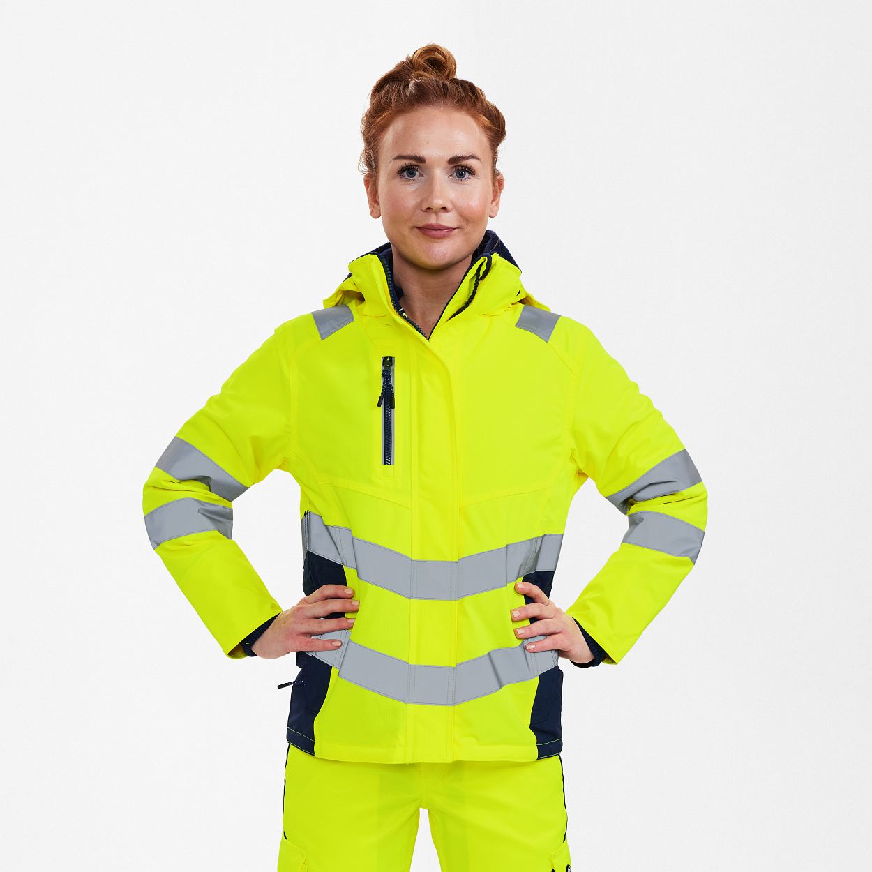 ENGEL Safety Damen Winterjacke in Gelb/Blue Ink, Größe XS