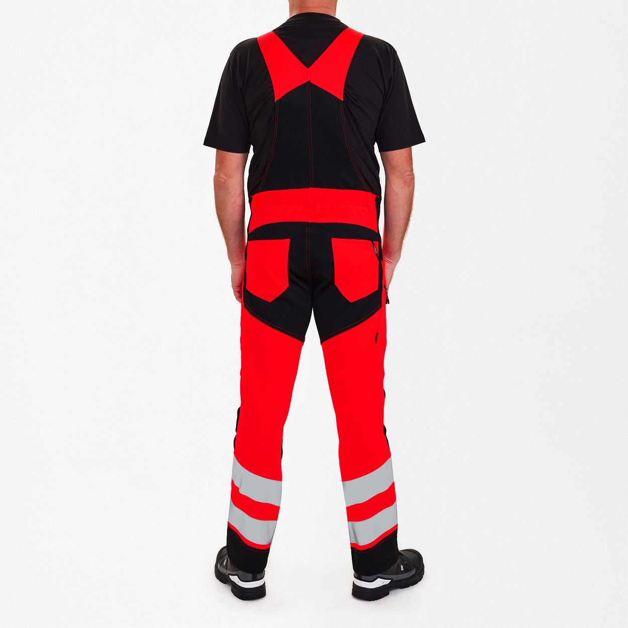 ENGEL Safety Latzhose in Rot/Schwarz, Größe 26