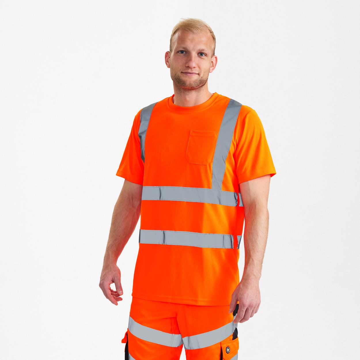 ENGEL Safety T-Shirt mit Brusttasche in Hi-vis Orange, Größe XS