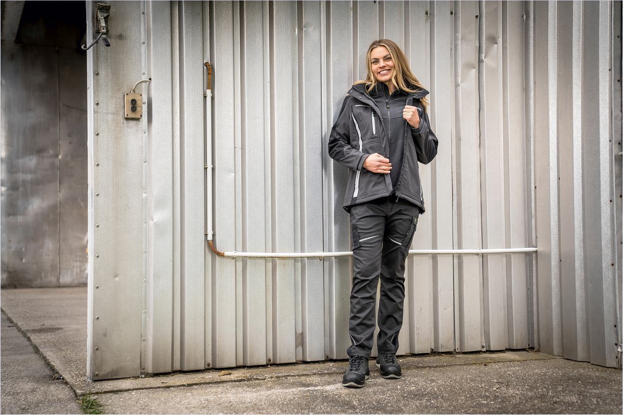 Damen Softshelljacke Flex Line Grau/Schwarz FLXDS, Gr. 52 von Leibwächter