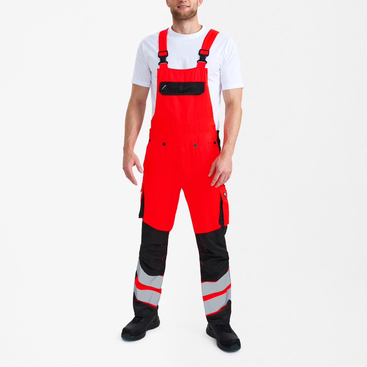 ENGEL Safety Light Latzhose in Rot/Schwarz, Größe 106