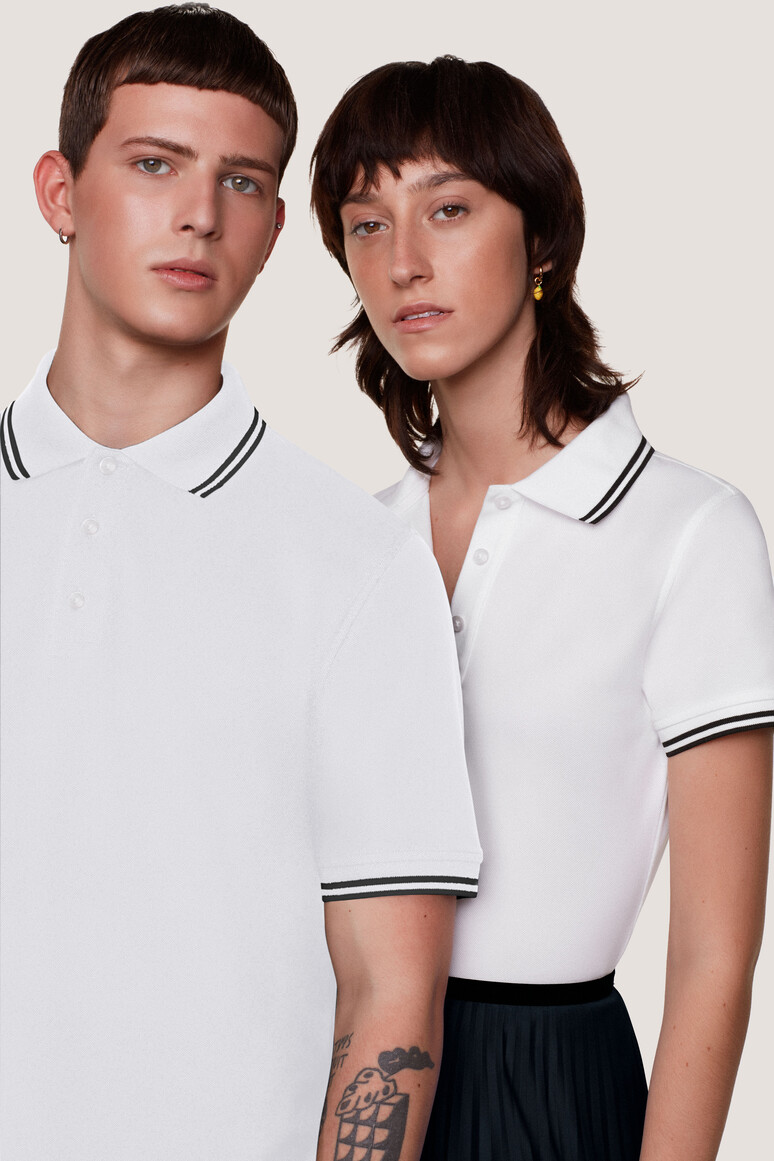 HAKRO 805 Poloshirt Twin-Stripe in weiß/schwarz, Größe M