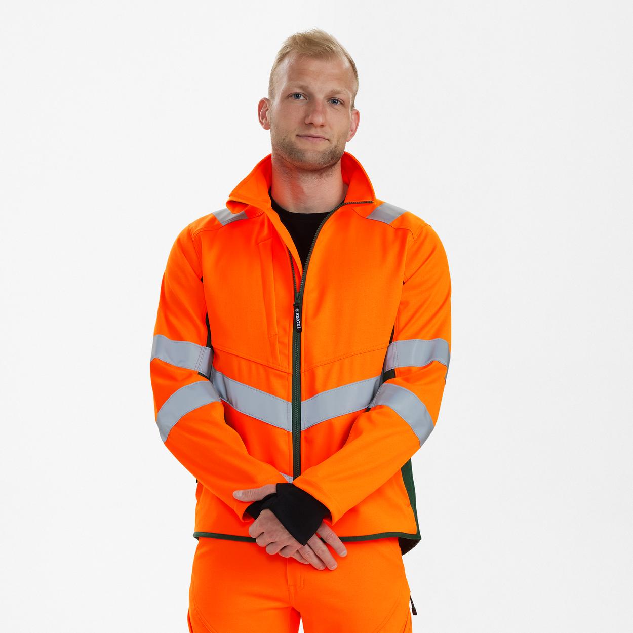 ENGEL Safety Arbeitsjacke mit 2-Wege-Stretch in Orange/Grün, Größe XS