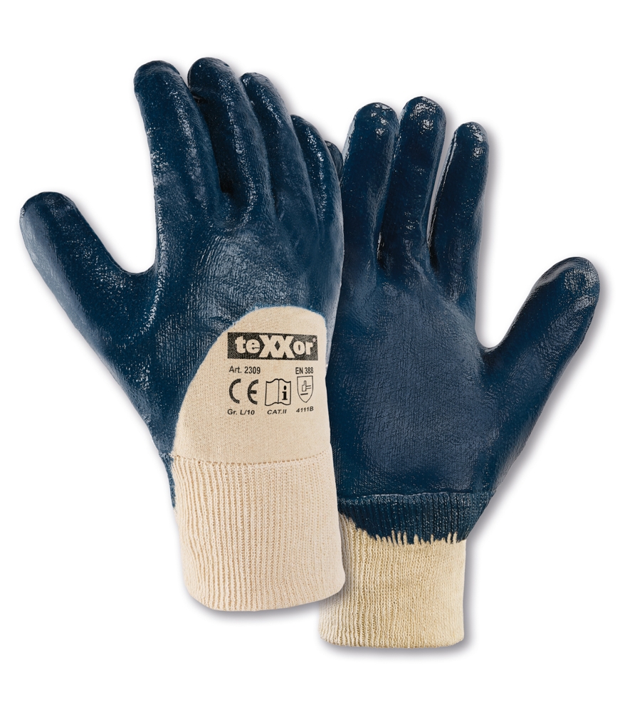 teXXor® Nitril-Handschuhe STRICKBUND in Braun, Größe 11