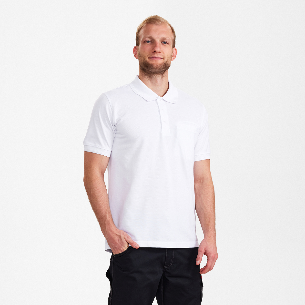 ENGEL Extend Poloshirt mit Brusttasche in Weiss, Größe XS