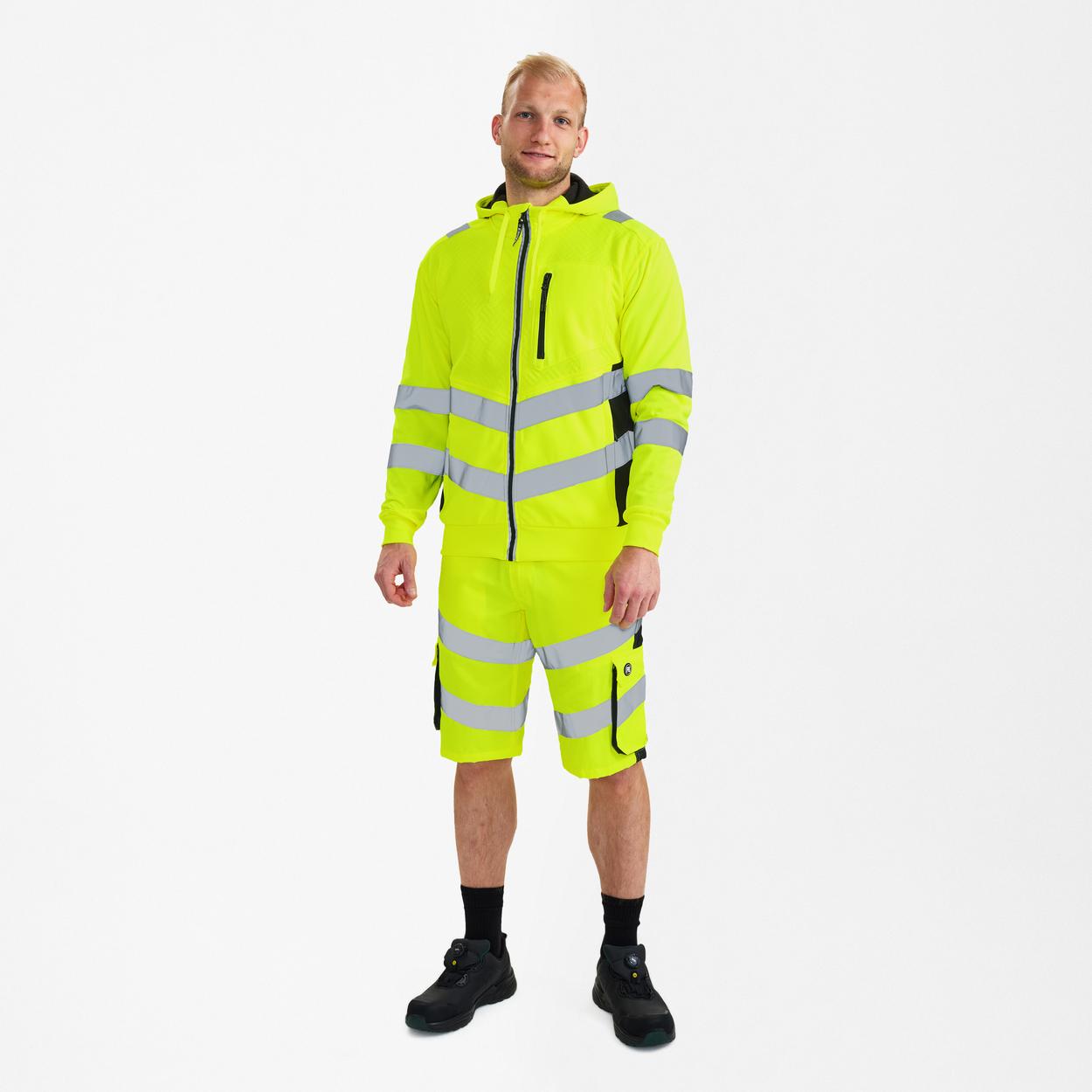 ENGEL Safety Sweatcardigan in Gelb/Schwarz, Größe XS