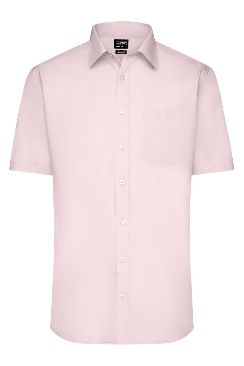 JN680 Herren Shirt Shortsleeve Poplin in Light-Pink, Größe L von James & Nicholson