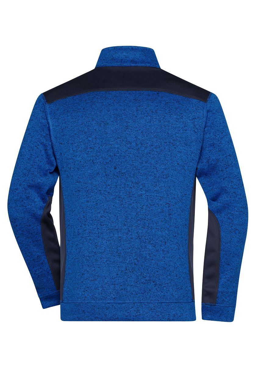 Men's Knitted Workwear Fleece Jacket - STRONG - "JN862" in Royal-Melange/Navy, Größe 6XL - Daiber
