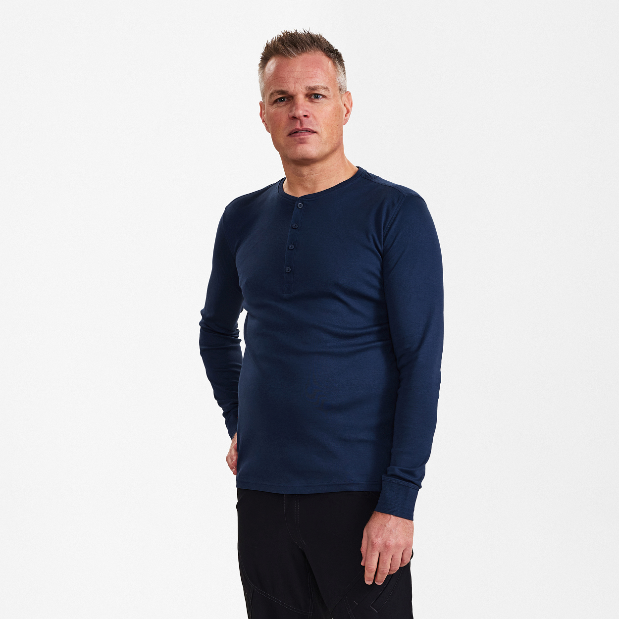 ENGEL Extend Grandad langarm-Shirt in Blue Ink, Größe XS