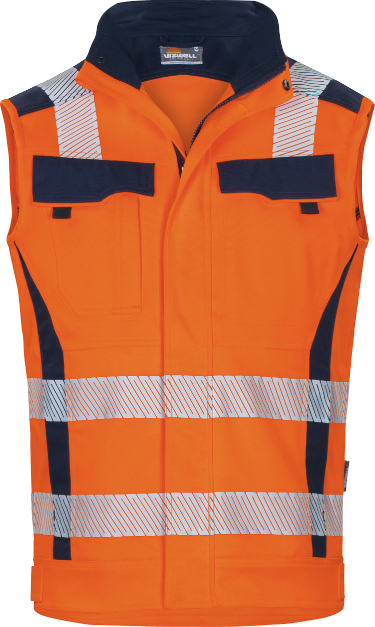 Weste Flex-HiVis leuchtorange-marine in Gr. XXL von Vizwell