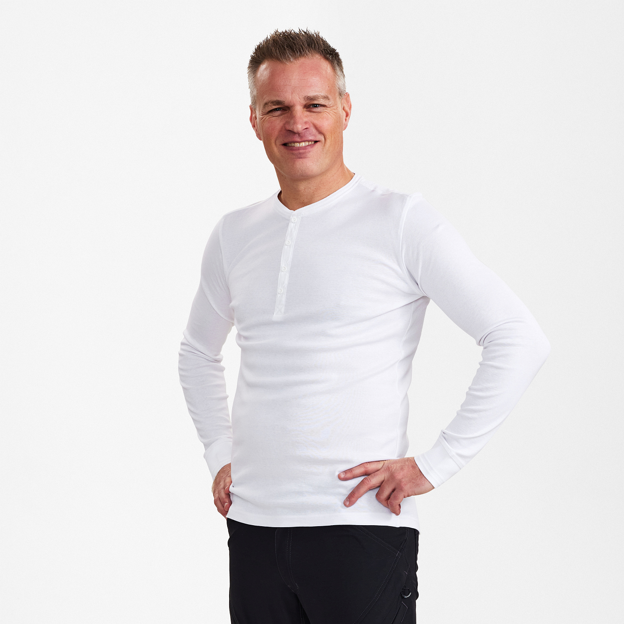 ENGEL Extend Grandad langarm-Shirt in Weiss, Größe XS