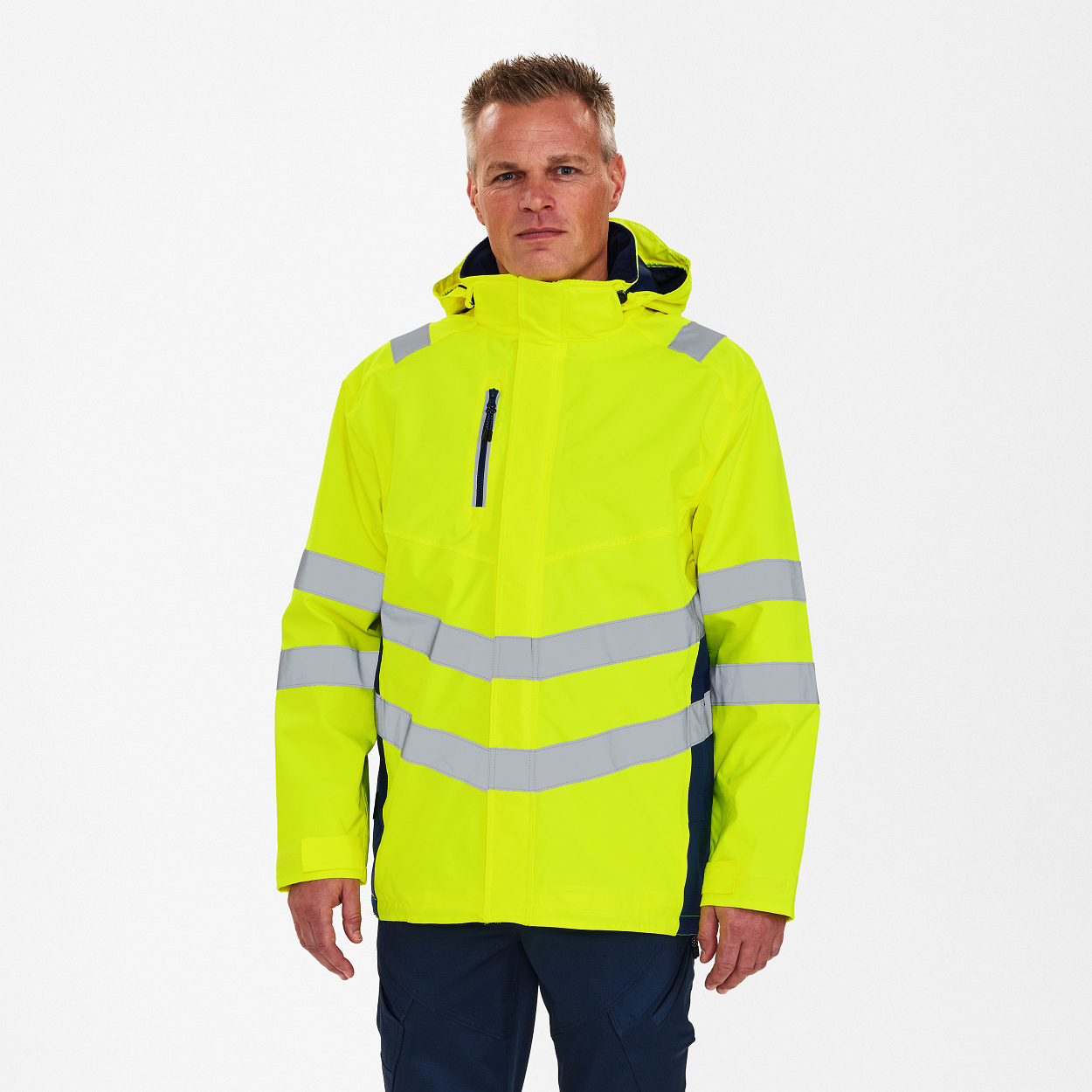 ENGEL Safety Shellparka in Gelb/Blue Ink, Größe XS