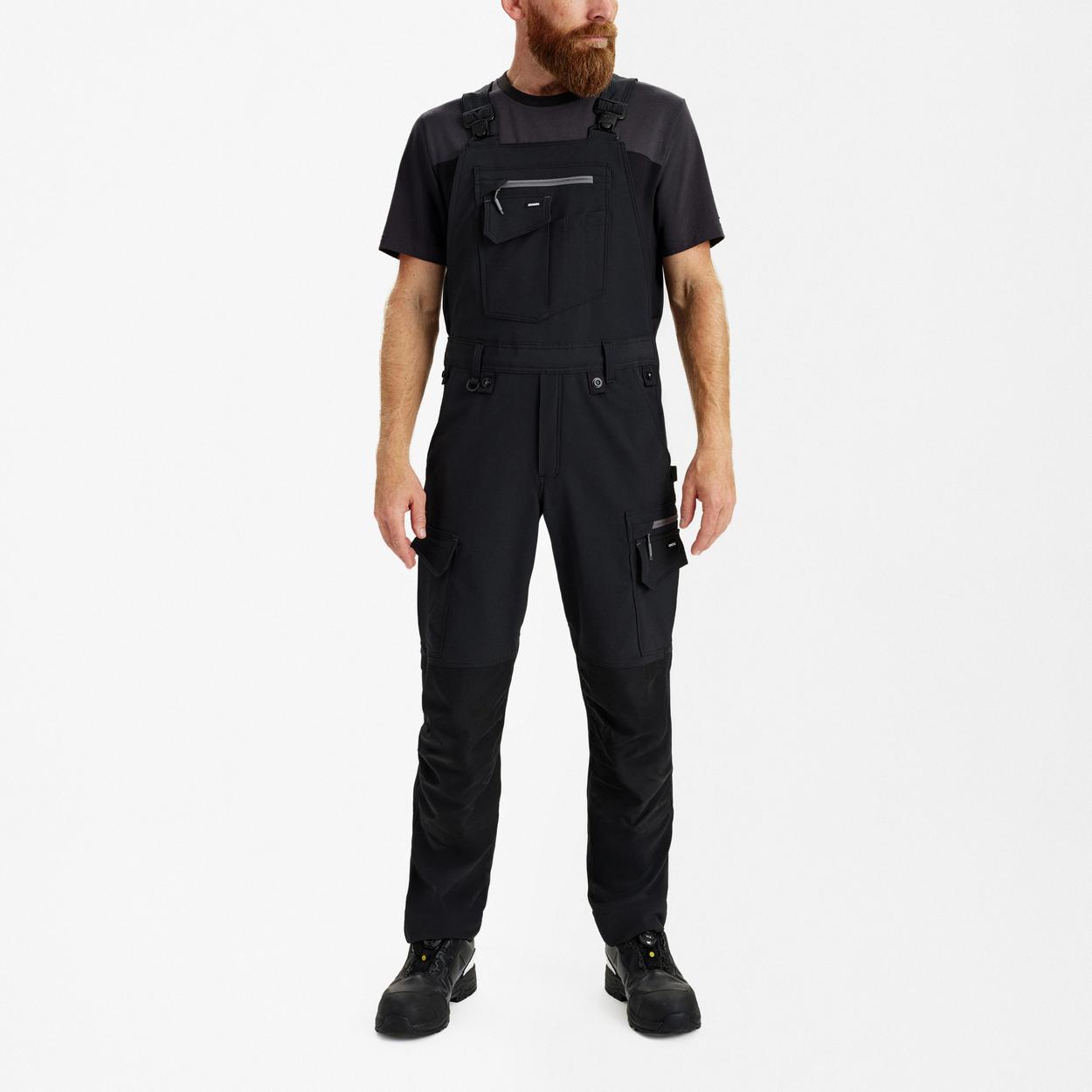 ENGEL Entire Latzhose mit 4-Wege-Stretch in Schwarz/Anthrazit Grau, Größe 26