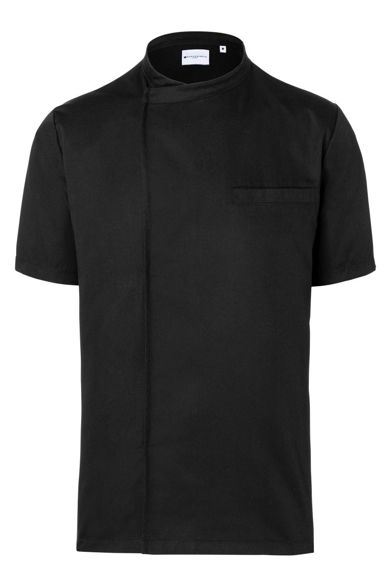 Kurzarm Überwurf-Kochhemd Basic Größe XS in Schwarz von Karlowsky