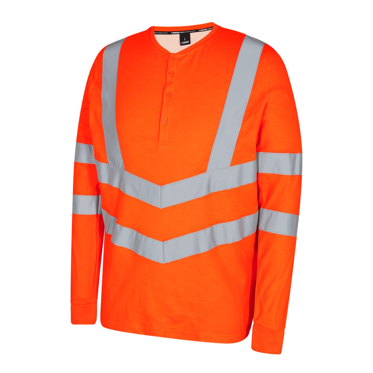 ENGEL Safety Grandad langarm-Shirt in Hi-vis Orange, Größe XS