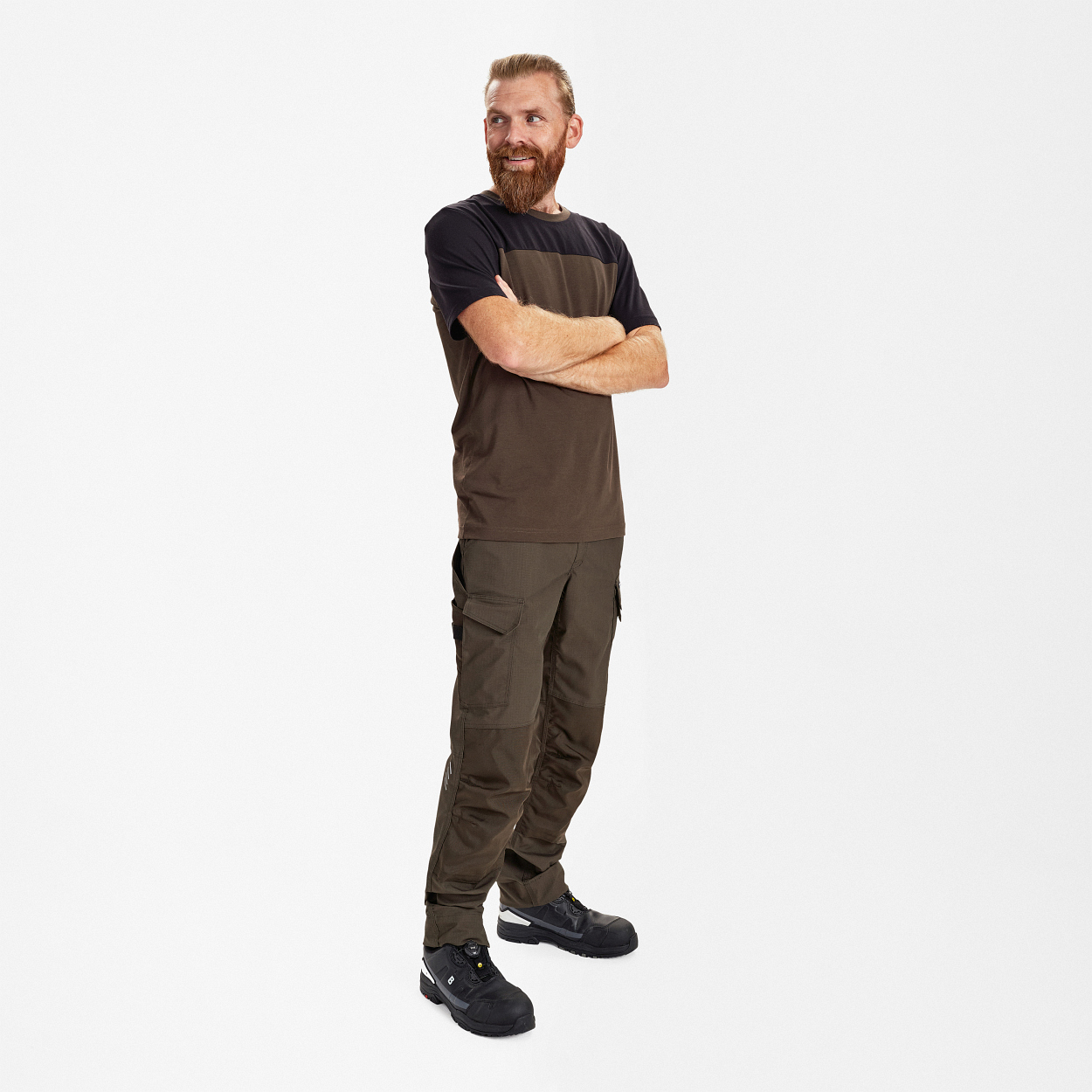 ENGEL Entire T-Shirt in Forest Green/Schwarz, Größe XS