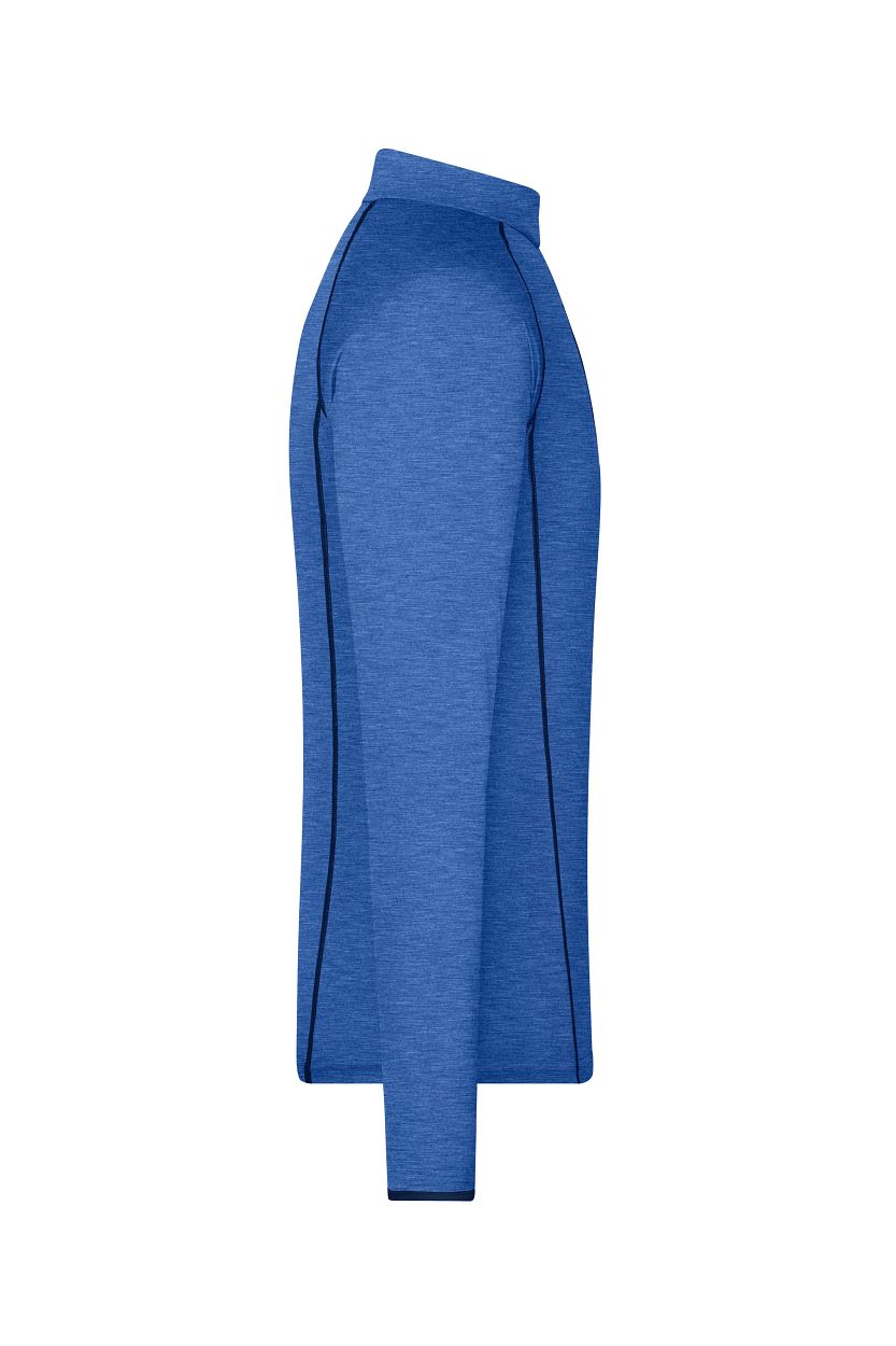 Men's Sports Shirt Long-Sleeved "JN498" in Blue-Melange/Navy, Größe 2XL - Daiber