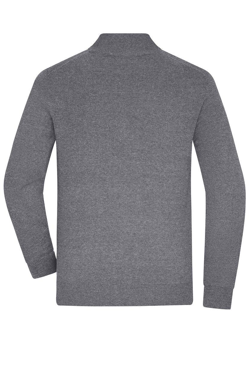 Men's Half-Zip Troyer "JN1324" in Grey-Heather, Größe 3XL - Daiber