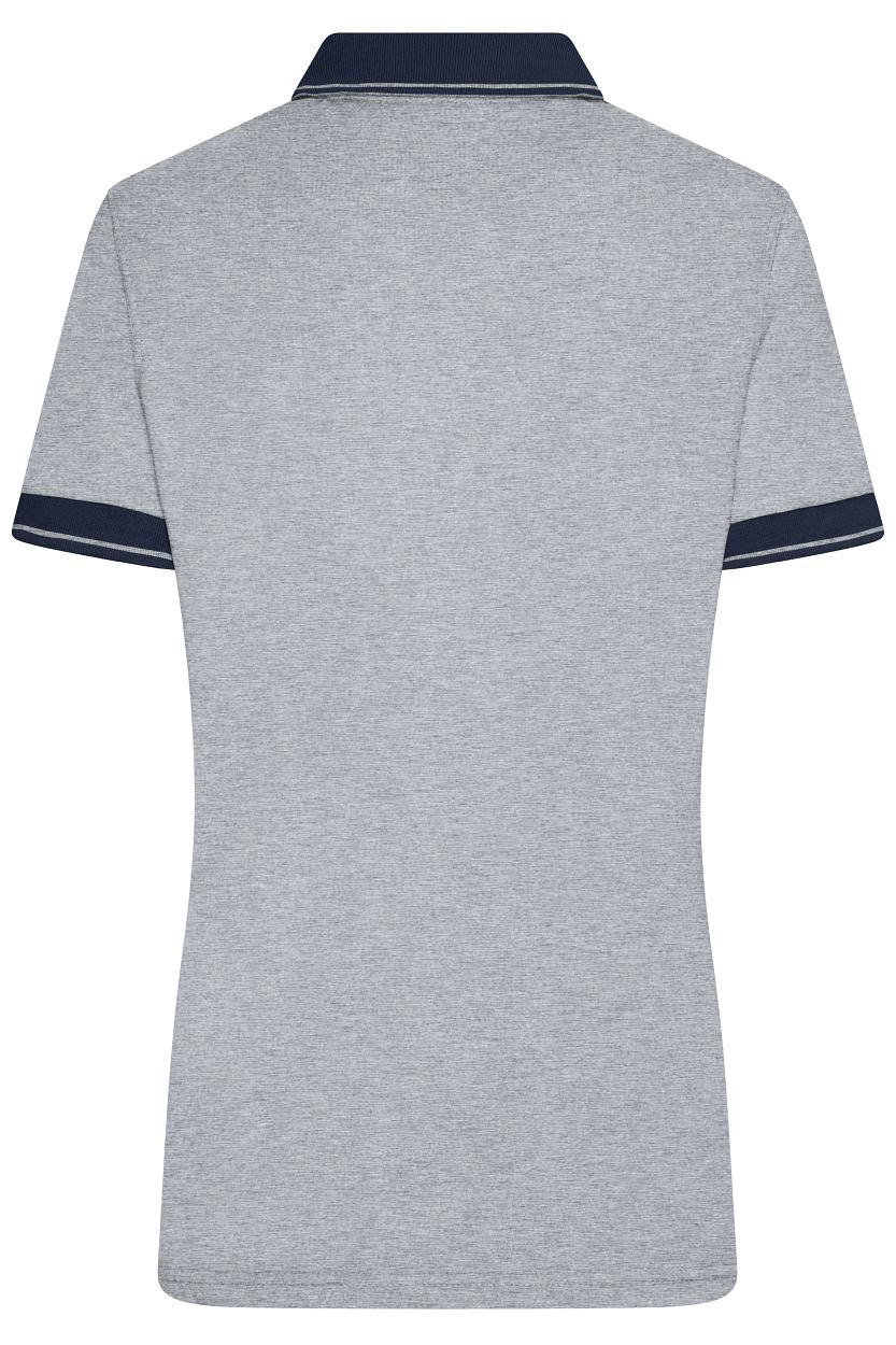 Ladies' Heather Polo "JN705" in Grey-Heather/Navy, Größe 2XL - Daiber
