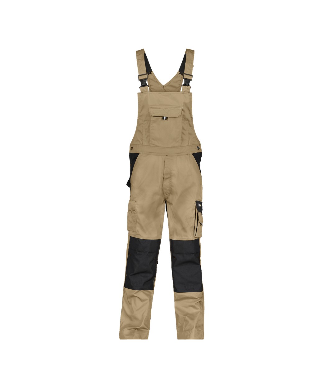 Zweifarbige Arbeitslatzhose mit Kniepolstertaschen "DASSY® Versailles" in KHAKI/SCHWARZ, Größe 56 - langer Schritt PESCO61