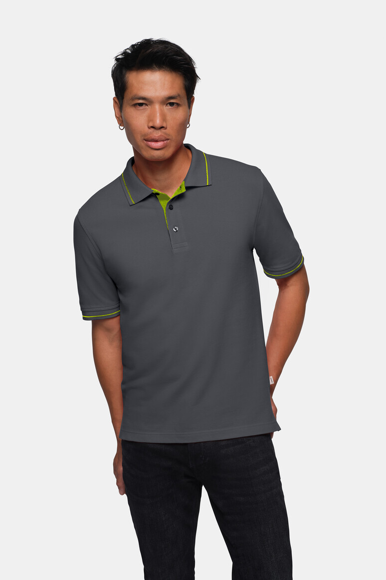 HAKRO 803 Poloshirt Casual in Anthrazit/Kiwi, Größe 3XL HAKRO 803 Poloshirt Casual in Anthrazit/Kiwi, Größe 3XL