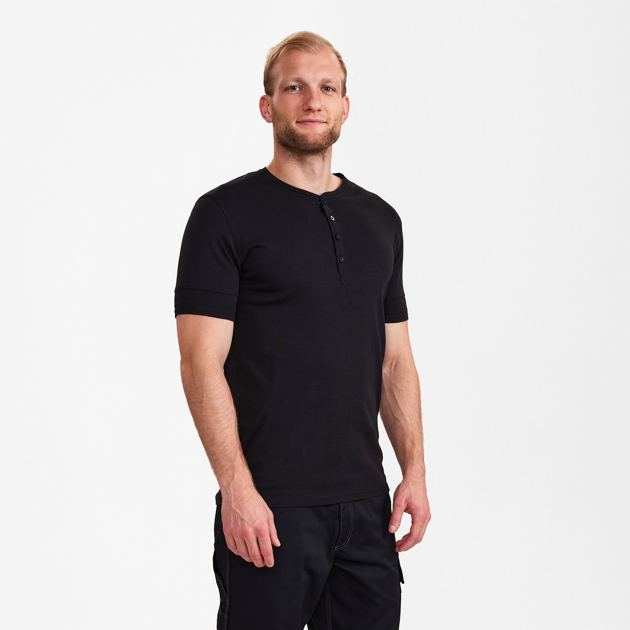 ENGEL Extend Grandad T-Shirt in Schwarz, Größe 2XL