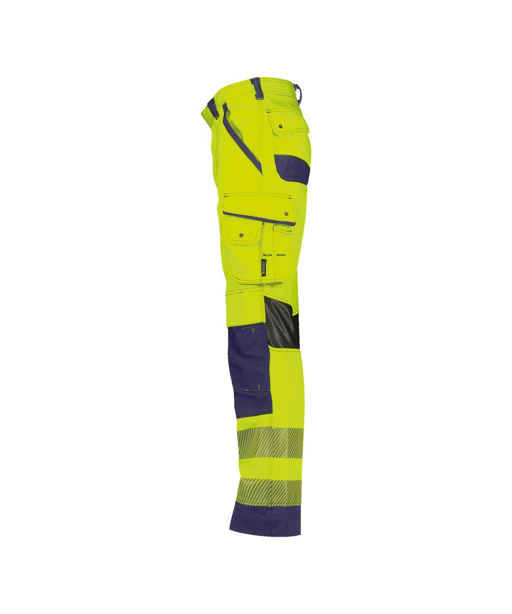 Sommer Warnschutzhose mit Kniepolstertaschen "DASSY® Odessa" in NEONGELB/DUNKELBLAU, Größe 58 - langer Schritt PESCO70